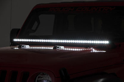 LED Light Kit | Cowl Mount | 50" Black Single Row | Jeep Gladiator JT/Wrangler JL (18-26)