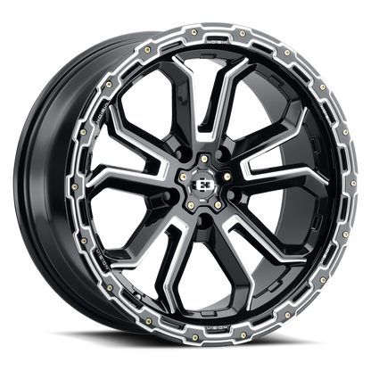 Vision Korupt 17X8 Gloss Black Milled Spoke Wheel