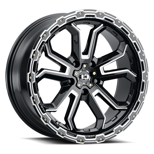 Vision Korupt 17X8 Gloss Black Milled Spoke Wheel