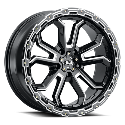 Vision Korupt 17X8 Gloss Black Milled Spoke Wheel